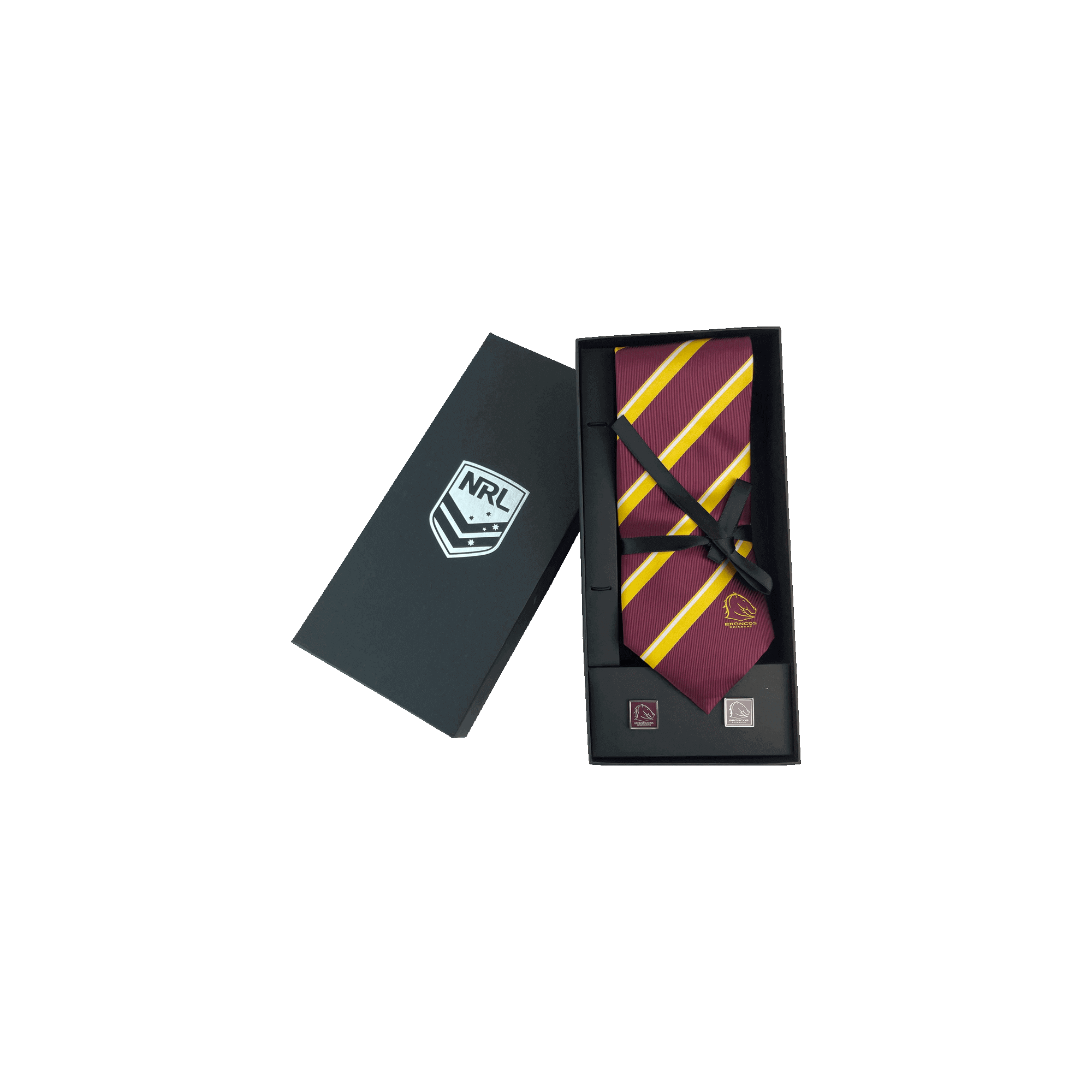 NRL AND CUFFLINKS SET_BRISBANE BRONCOS_STUBBY CLUB