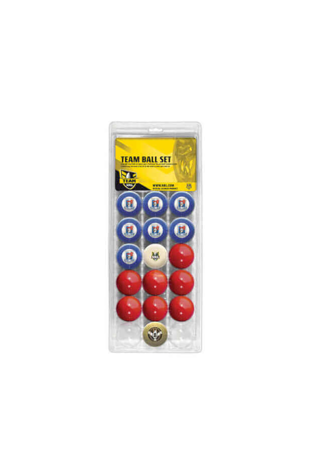 NEWCASTLE KNIGHTS NRL 16 BALL SET V COLOUR RED_NEWCASTLE KNIGHTS_STUBBY CLUB
