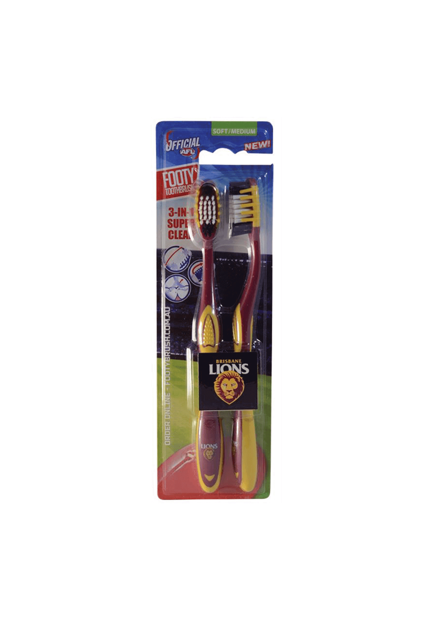 BRISBANE LIONS AFL TOOTHBRUSH 2 PACK_BRISBANE LIONS_ STUBBY CLUB