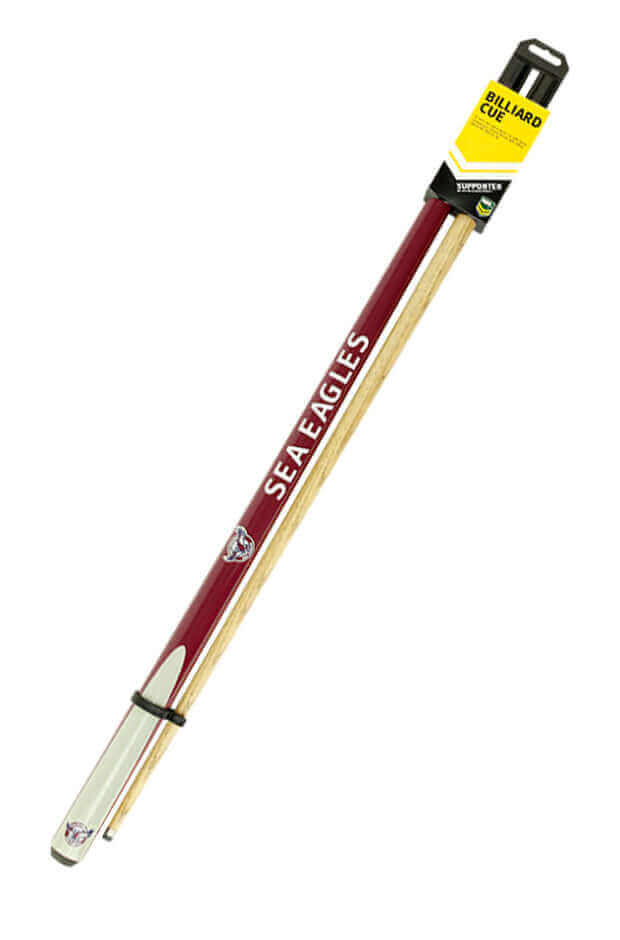 NRL 2 PIECE 57' CUE ASH SHAFT 10MM EIKMASTER TIP_MANLY SEA EAGLES_STUBBY CLUB