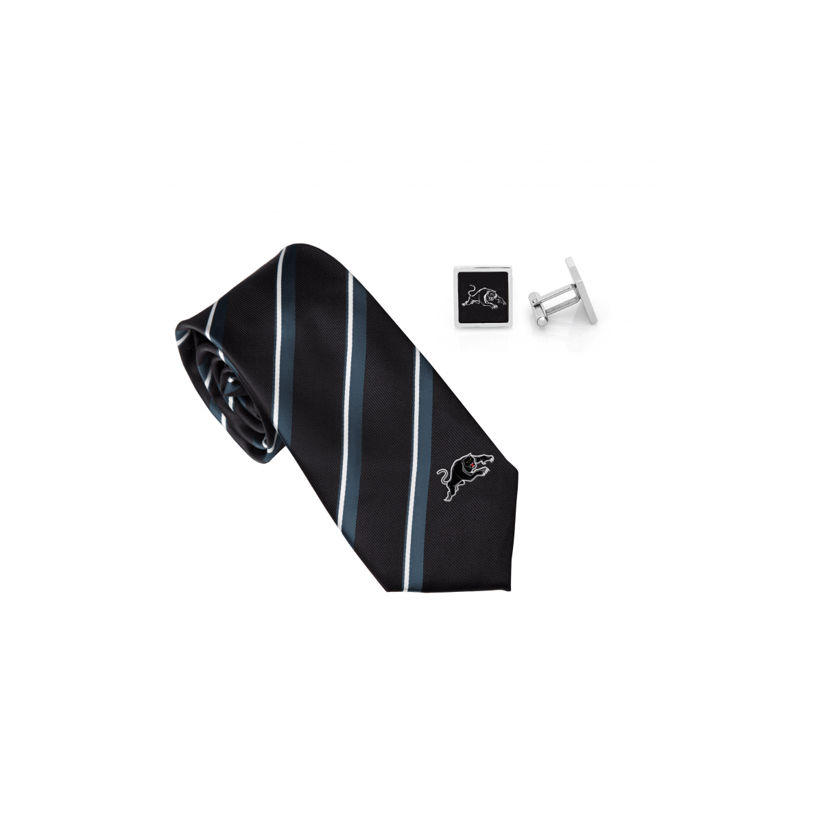 PENRITH PANTHERS NRL TIE AND CUFFLINKS SET_PENRITH PANTHERS_STUBBY CLUB