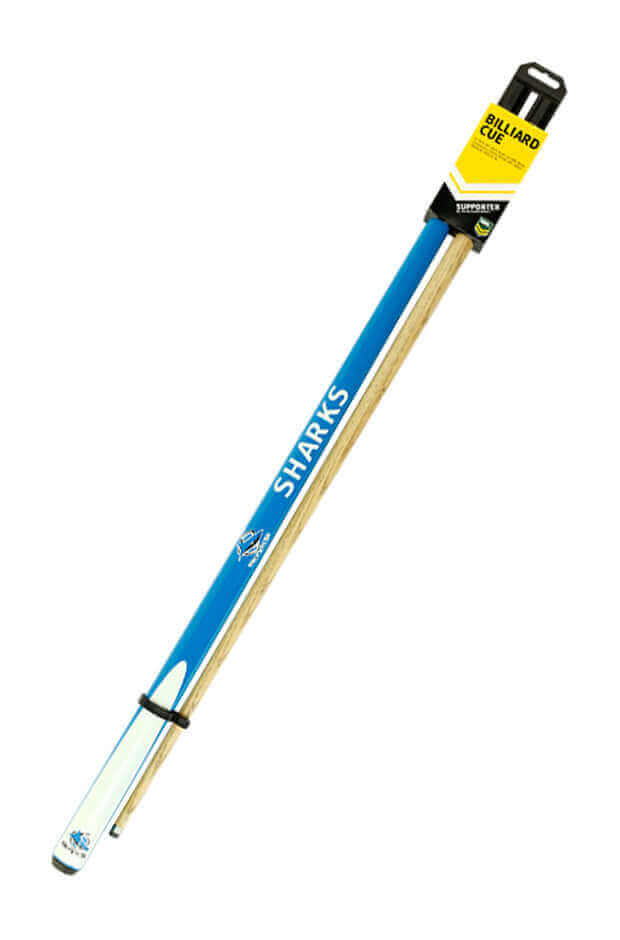 NRL 2 PIECE 57' CUE ASH SHAFT 10MM EIKMASTER TIP_CRONULLA SHARKS_STUBBY CLUB