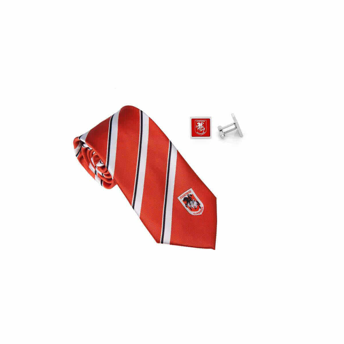 ST GEORGE ILLAWARRA DRAGONS NRL TIE AND CUFFLINKS SET_ST GEORGE ILLAWARRA DRAGONS_STUBBY CLUB