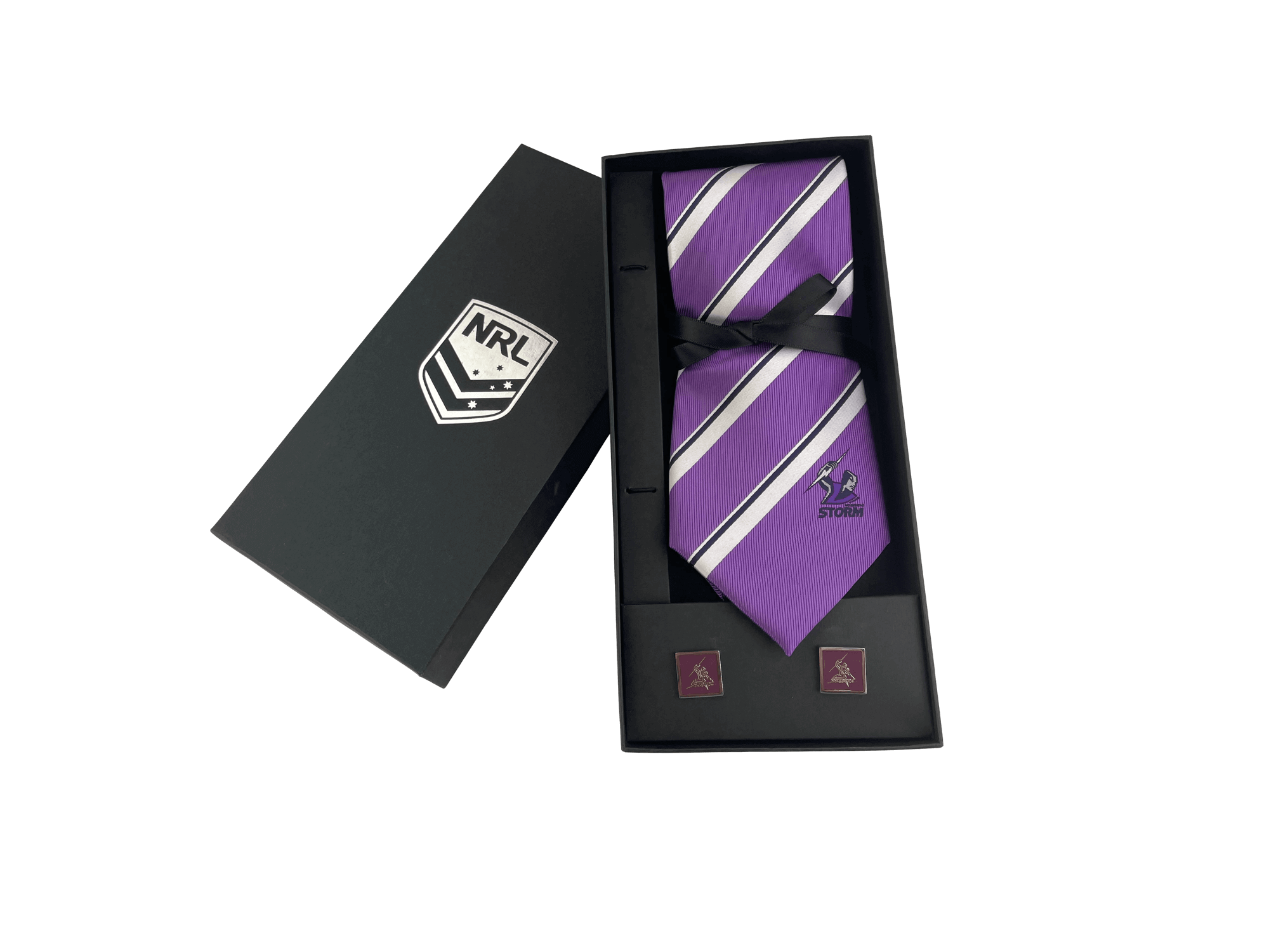 MELBOURNE STORM NRL TIE AND CUFFLINKS SET_MELBOURNE STORM_STUBBY CLUB