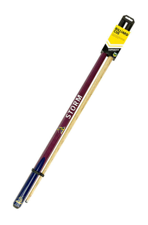 NRL 2 PIECE 57' CUE ASH SHAFT 10MM EIKMASTER TIP_MELBOURNE STORM_STUBBY CLUB