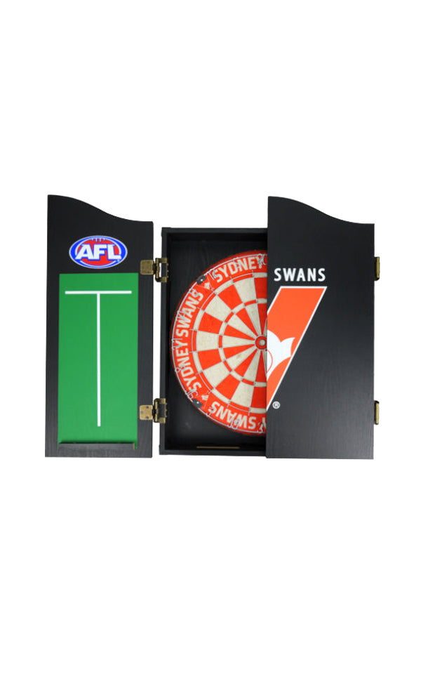 SYDNEY SWANS AFL DARTBOARD + CABINET_SYDNEY SWANS_STUBBY CLUB