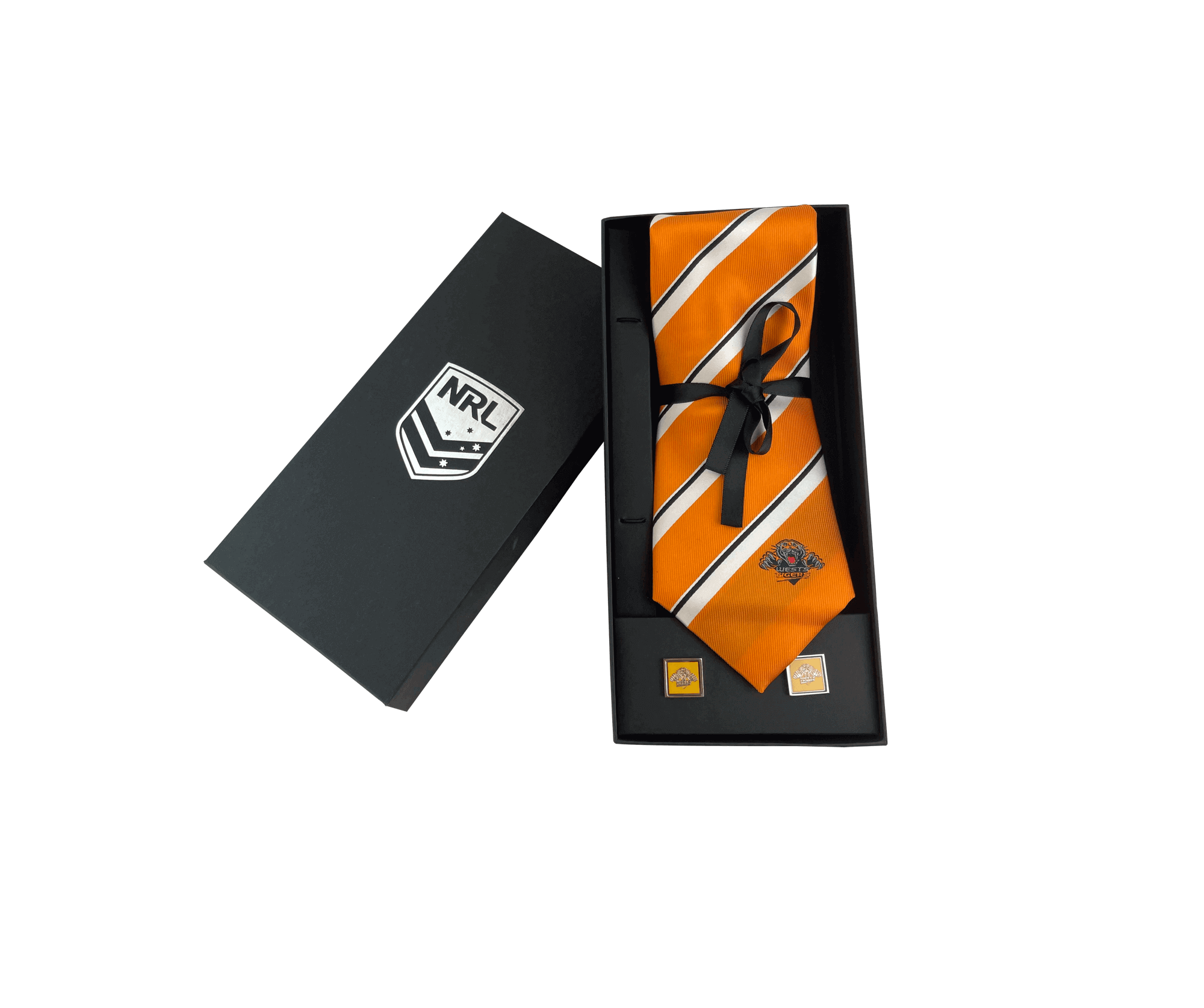 WESTS TIGERS NRL TIE AND CUFFLINKS SET_WESTS TIGERS_STUBBY CLUB