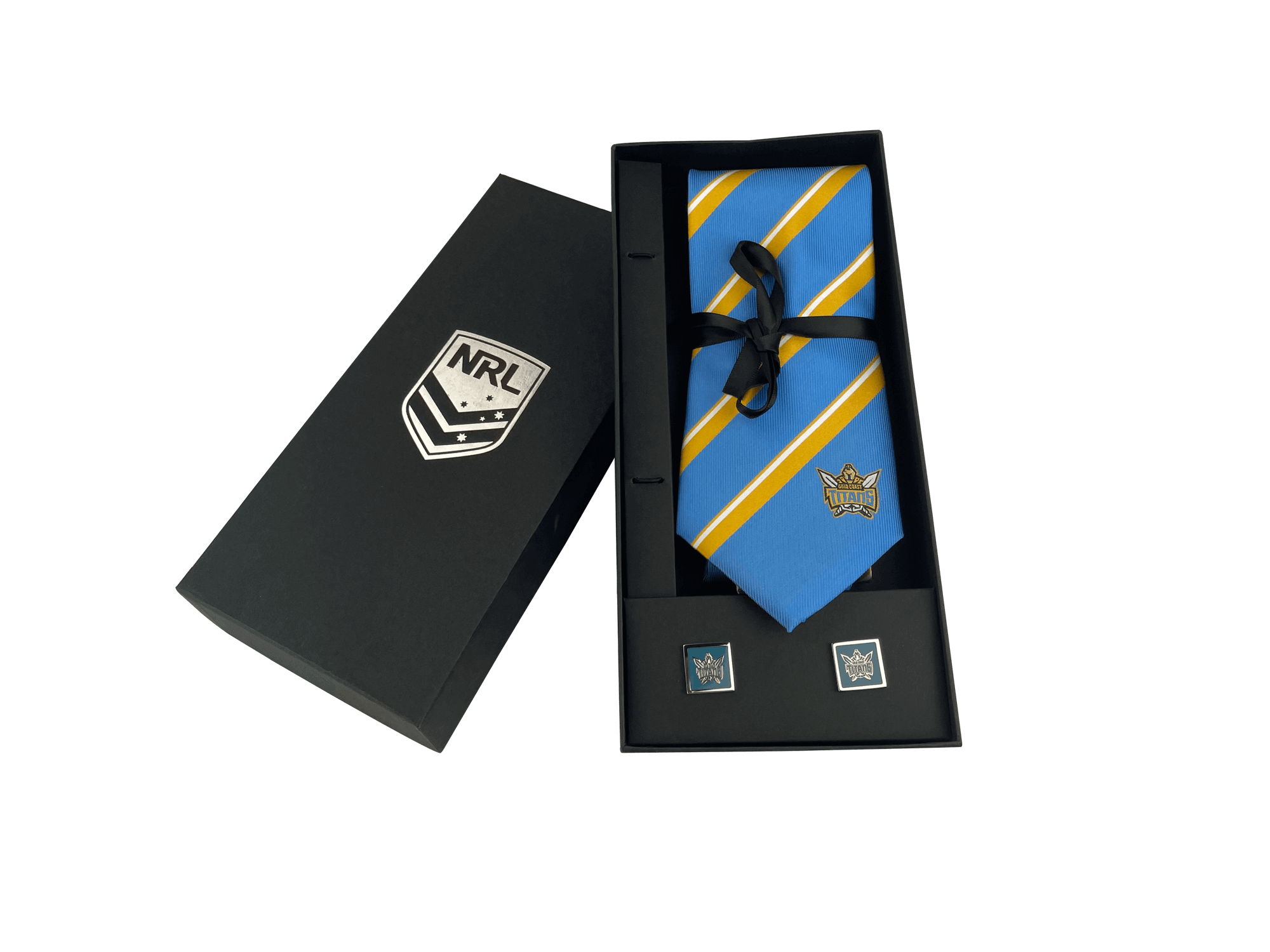 GOLD COAST TITANS NRL TIE & CUFFLINKS SETGOLD COAST TITANS_STUBBY CLUB