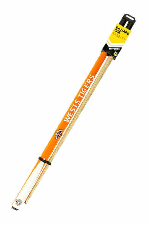 NRL 2 PIECE 57' CUE ASH SHAFT 10MM EIKMASTER TIP_WEST TIGERS_STUBBY CLUB