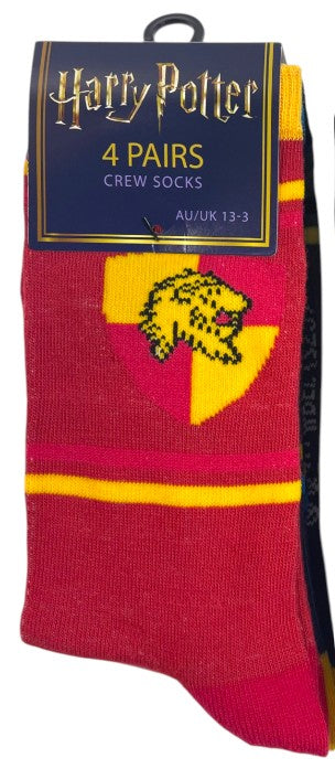 Harry Potter Crew Kids Sock 4 Pack Asst. Size - 13-3