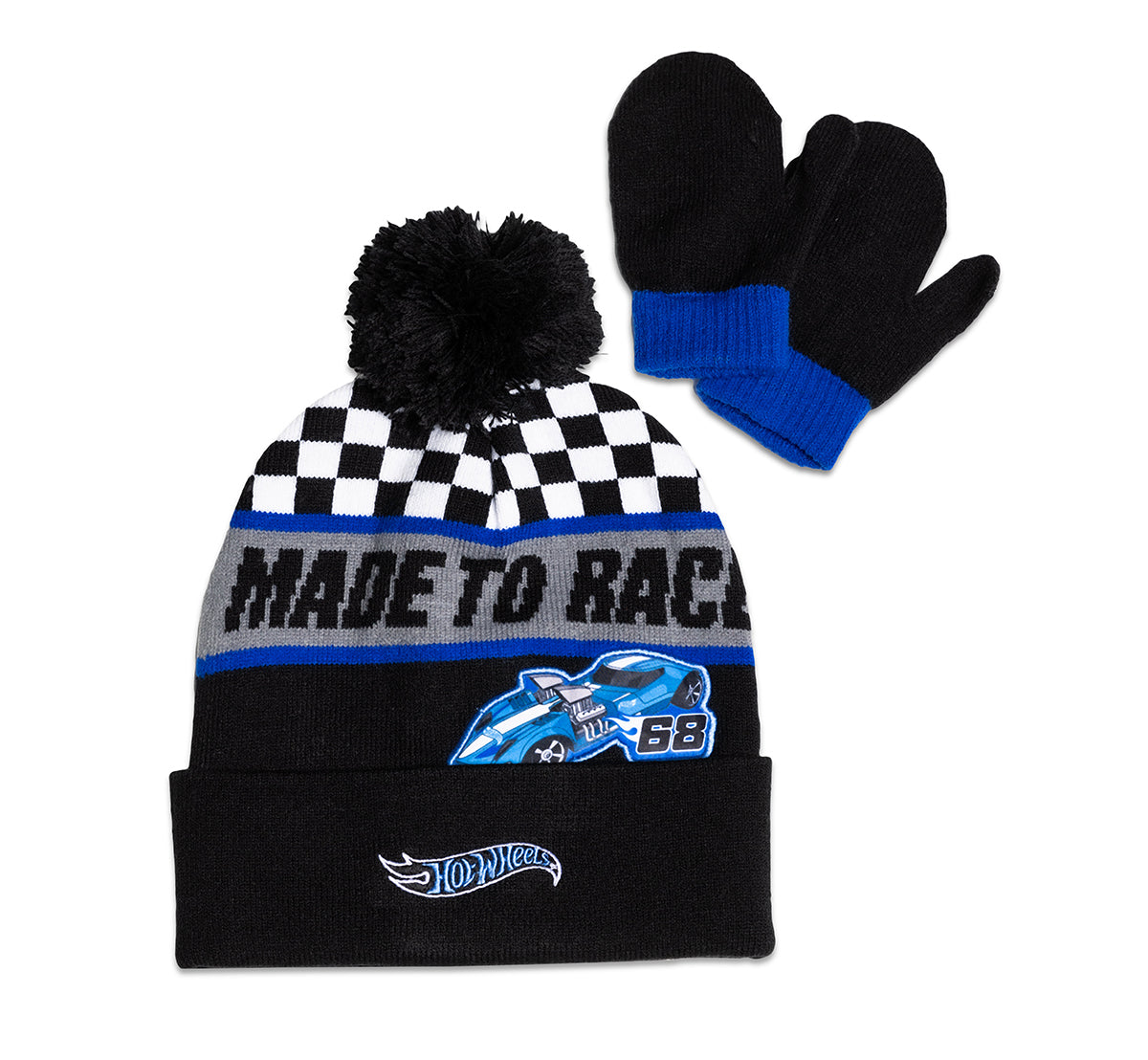 Hot Wheels Mattel Kids Beanie and Mittens Blue