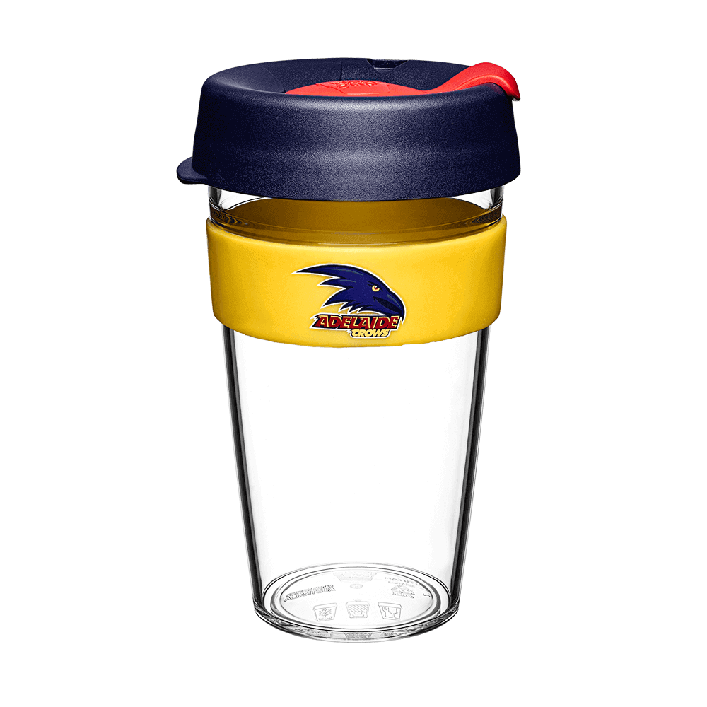 ADELAIDE CROWS AFL CLEAR PLASTIC KEEPCUP_ ADELAIDE CROWS_ STUBBY CLUB