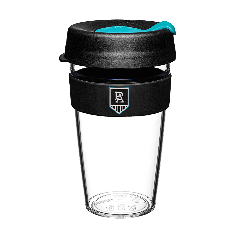 PORT ADELAIDE POWER AFL CLEAR PLASTIC KEEPCUP_PORT ADELAIDE POWER_STUBBY CLUB