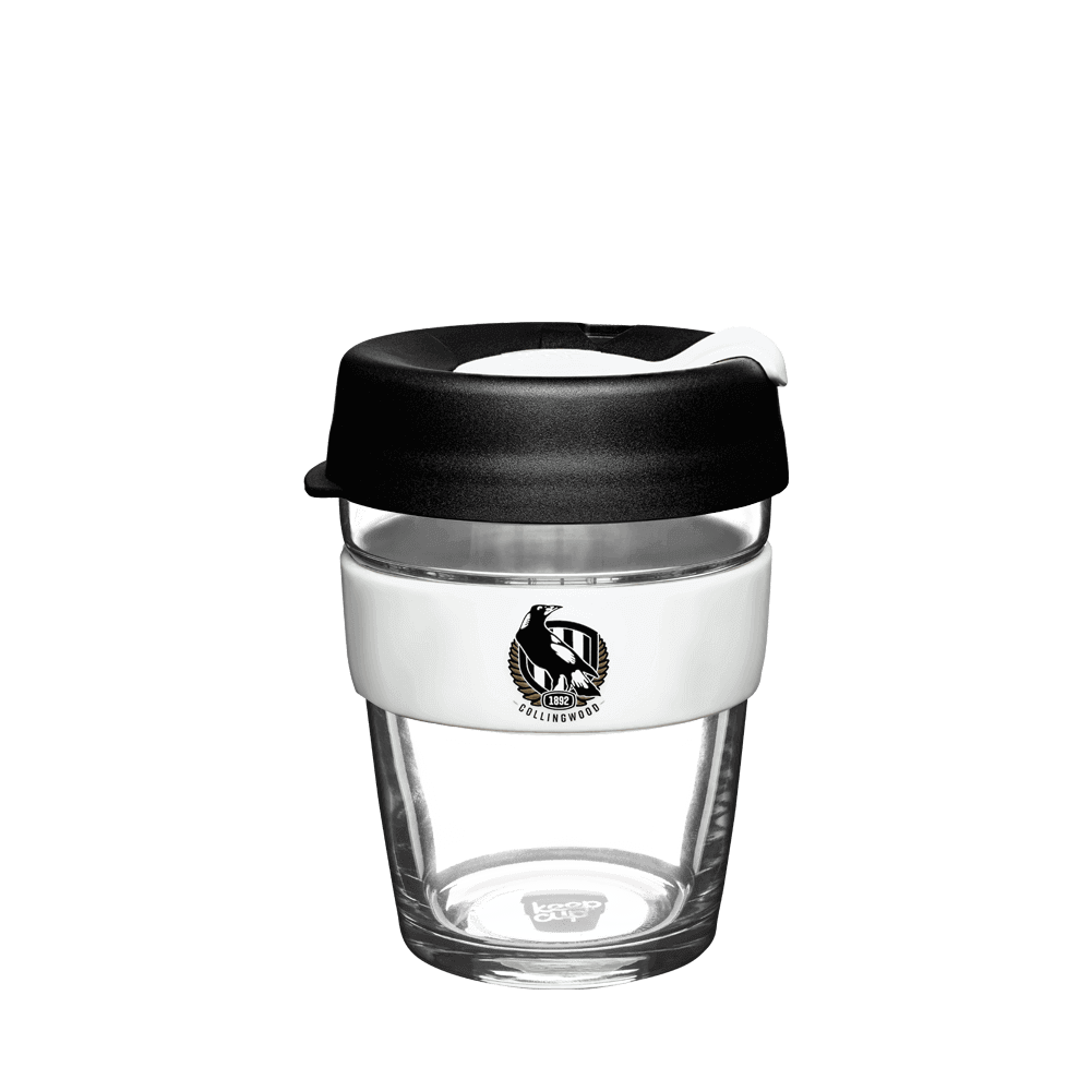 COLLINGWOOD MAGPIES AFL BREW GLASS KEEPCUP_COLLINGWOOD MAGPIES_STUBBY CLUB