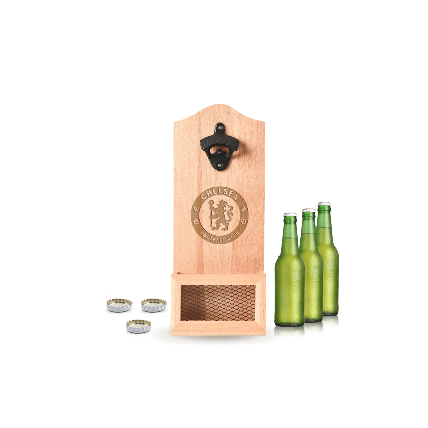 CHELSEA FC WALL MOUNTED WOODEN BOTTLE OPENER_CHELSEA FC_ STUBBY CLUB