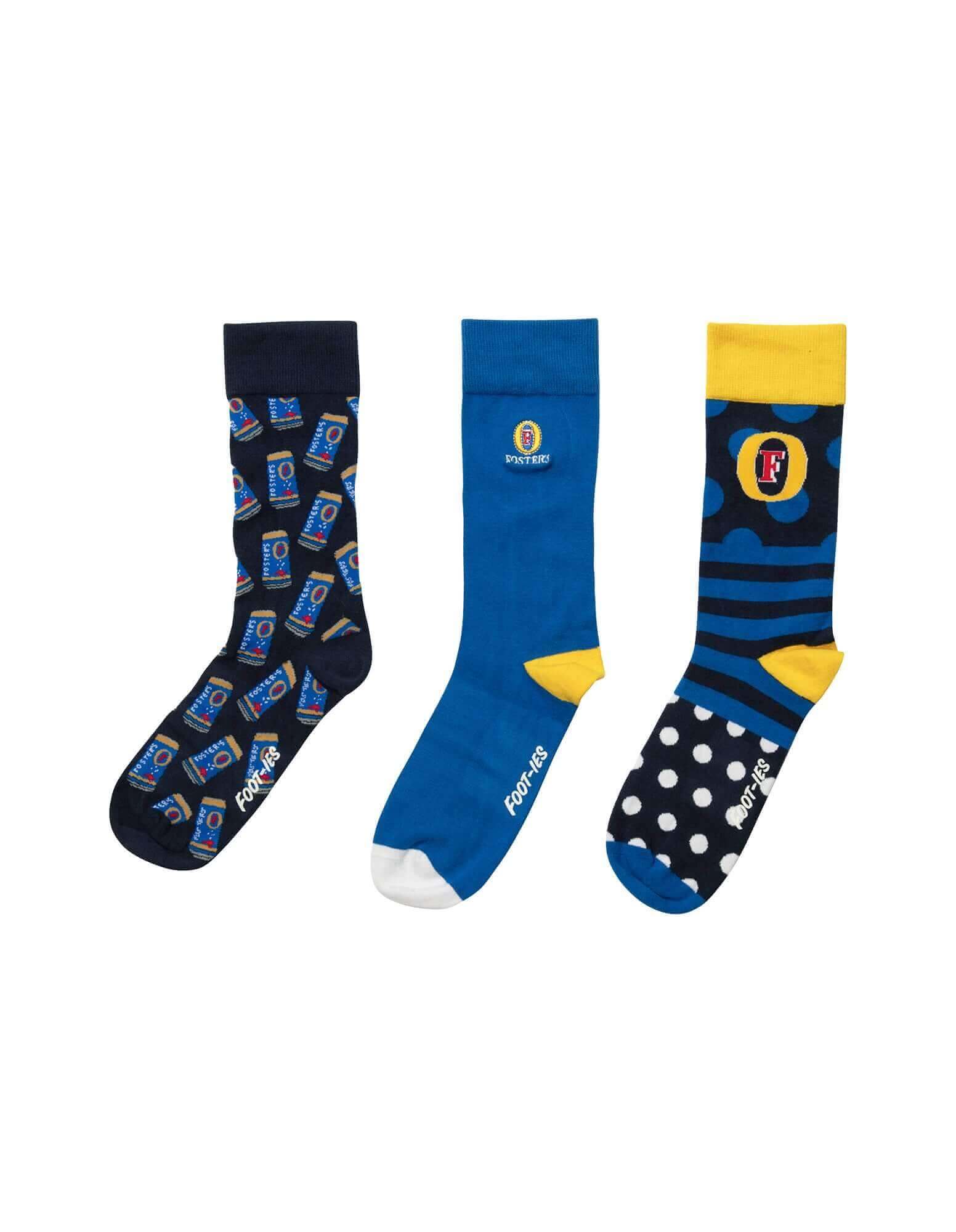 FOSTERS GIFT CAN 3 PACK SOCK M/L_TEAM_STUBBY CLUB