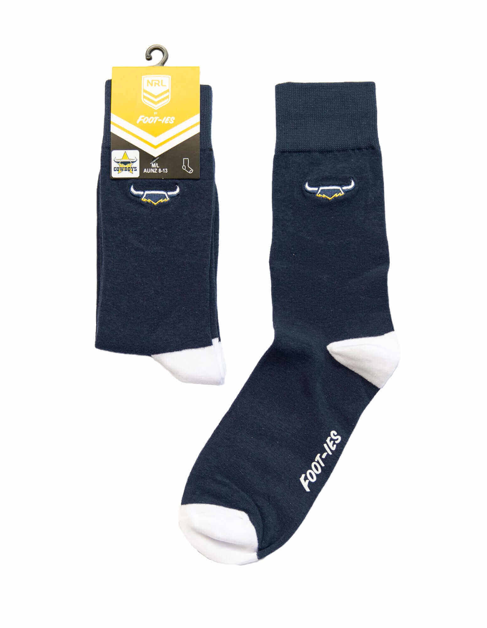 NORTH QUEENSLAND COWBOYS NRL SMALL EMROIDERY SOCK M/L_NORTH QUEENSLAND COWBOYS_STUBBY CLUB