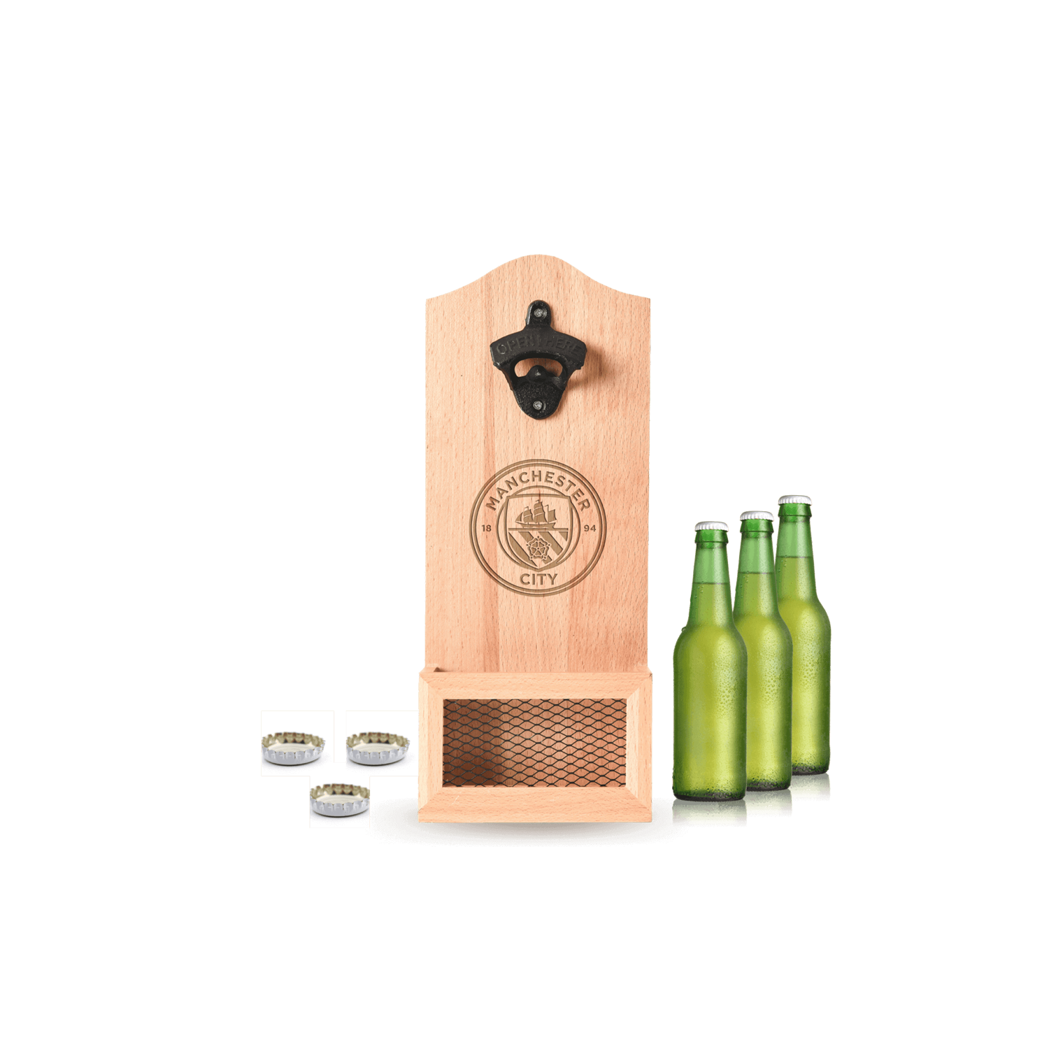 MANCHESTER CITY WALL MOUNTED WOODEN BOTTLE OPENER_MANCHESTER CITY_STUBBY CLUB