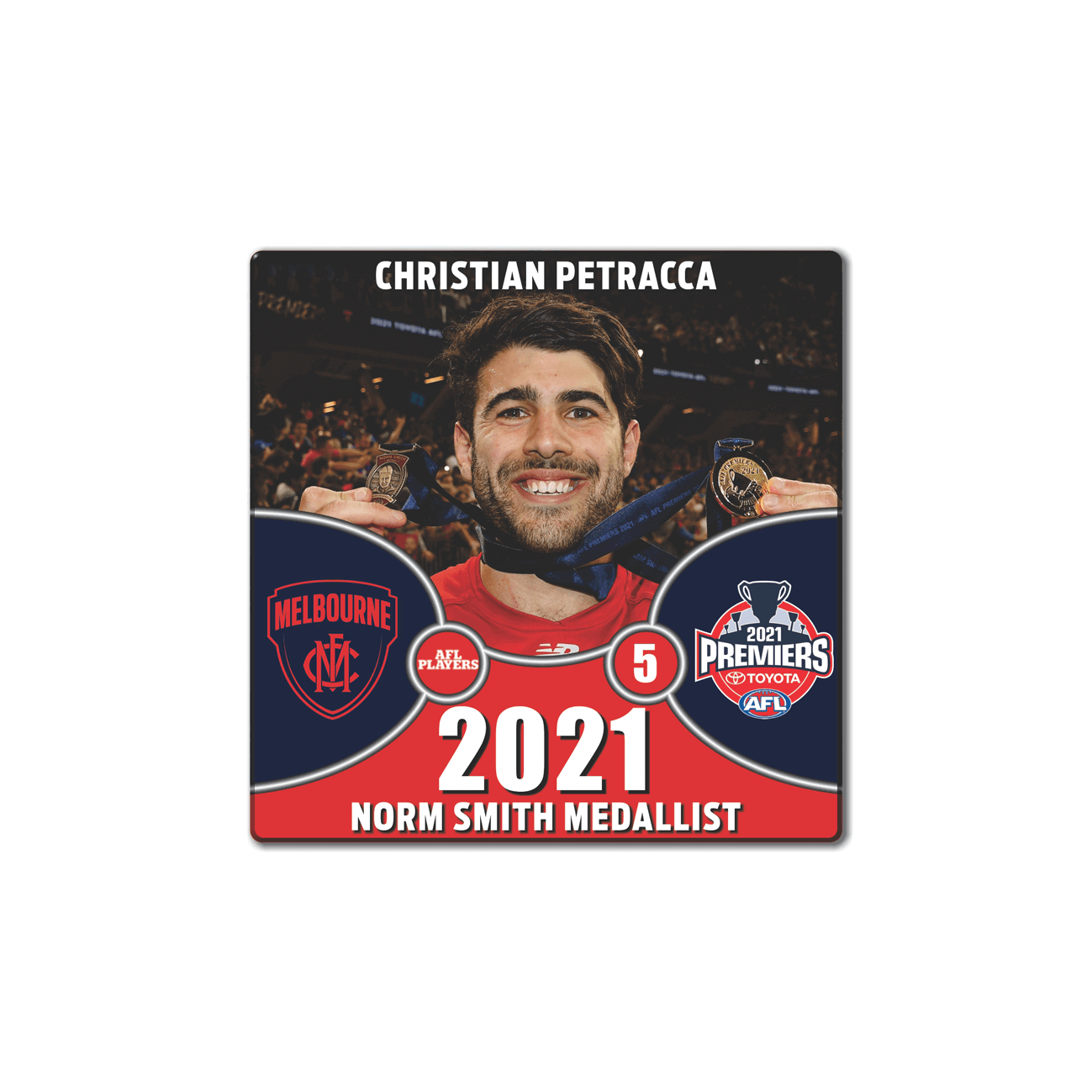 MELBOURNE DEMONS CHRISTIAN PETRACCA NORM SMITH COASTER_MELBOURNE DEMONS_STUBBY CLUB