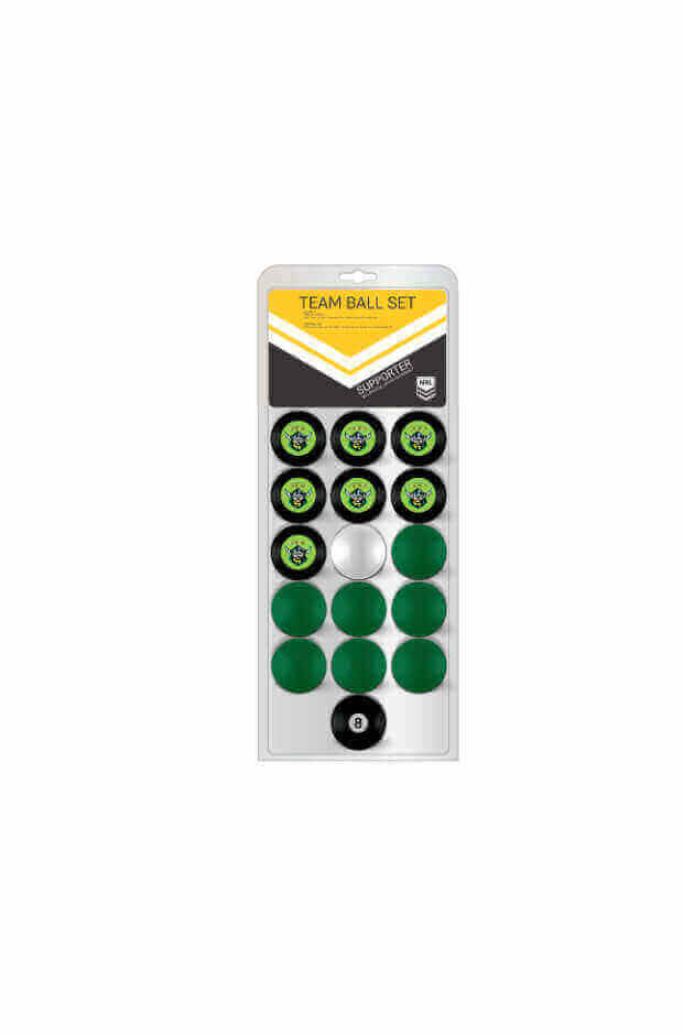 NRL OFFICIAL 16 POOL BALL SET_CANBERRA RAIDERS_STUBBY CLUB