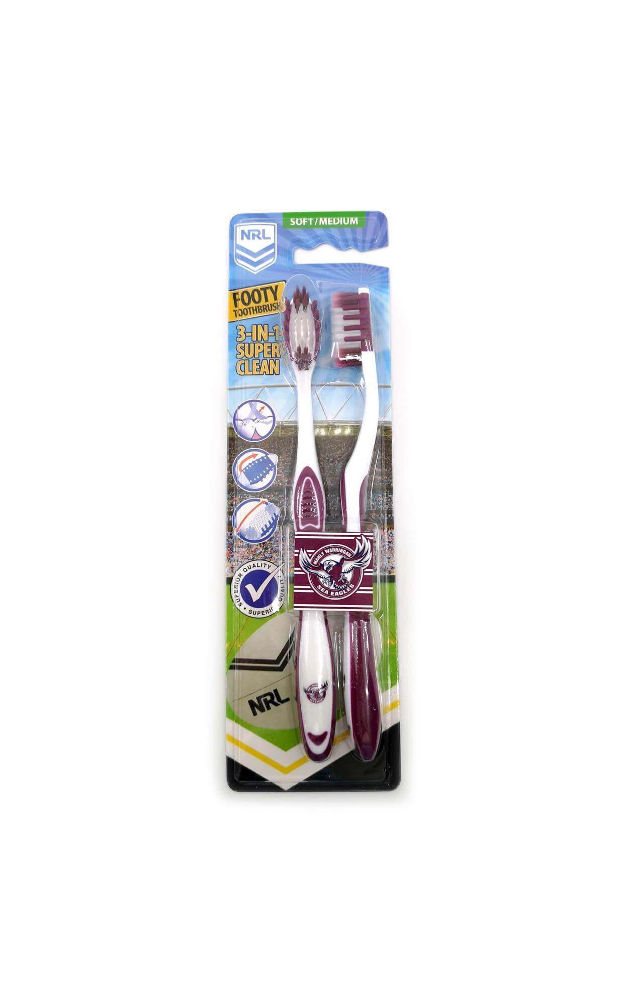 MANLY SEA EAGLES NRL TOOTHBRUSH 2 PACK_MANLY SEA EAGLES_STUBBY CLUB
