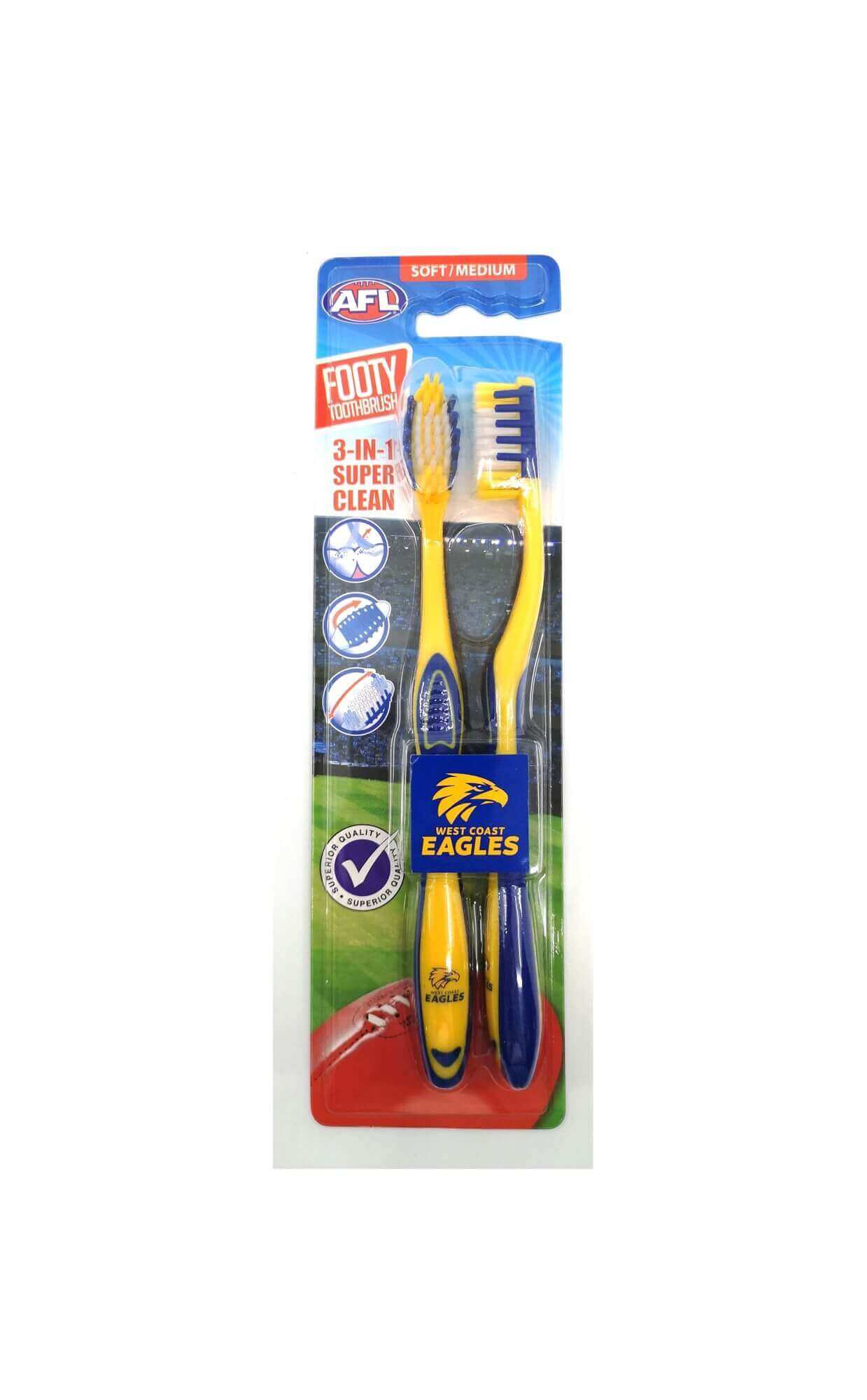 WEST COAST EAGLES AFL TOOTHBRUSH 2 PACK_WEST COAST EAGLES_STUBBY CLUN