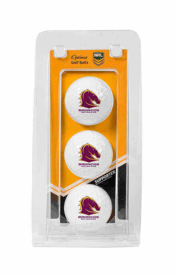 NRL 3-PACK GOLF BALLS_BRISBANE BRONCOS_STUBBY CLUB