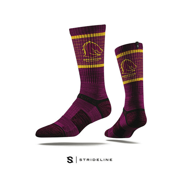 Brisbane Broncos NRL Strideline Premium Crew Sock