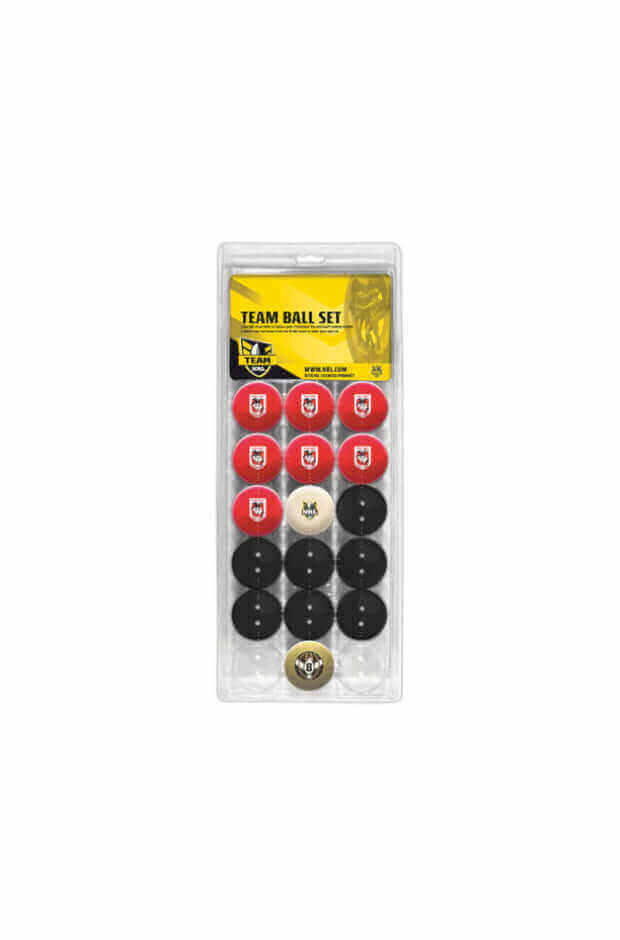 NRL OFFICIAL 16 POOL BALL SET_ST GEORGE ILAWARRA DRAGONS_STUBBY CLUB