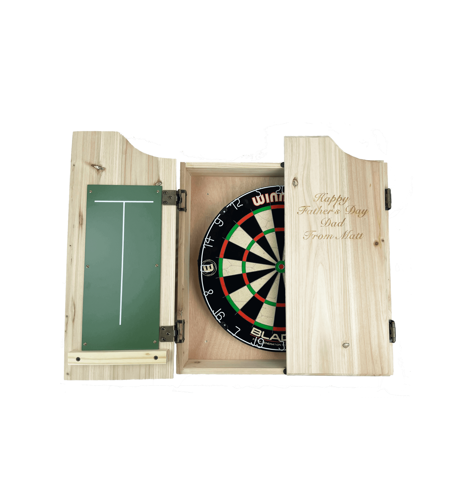PERSONALLY ENGRAVED DARTBOARD AND CABINET SET_TEAM_STUBBY CLUB