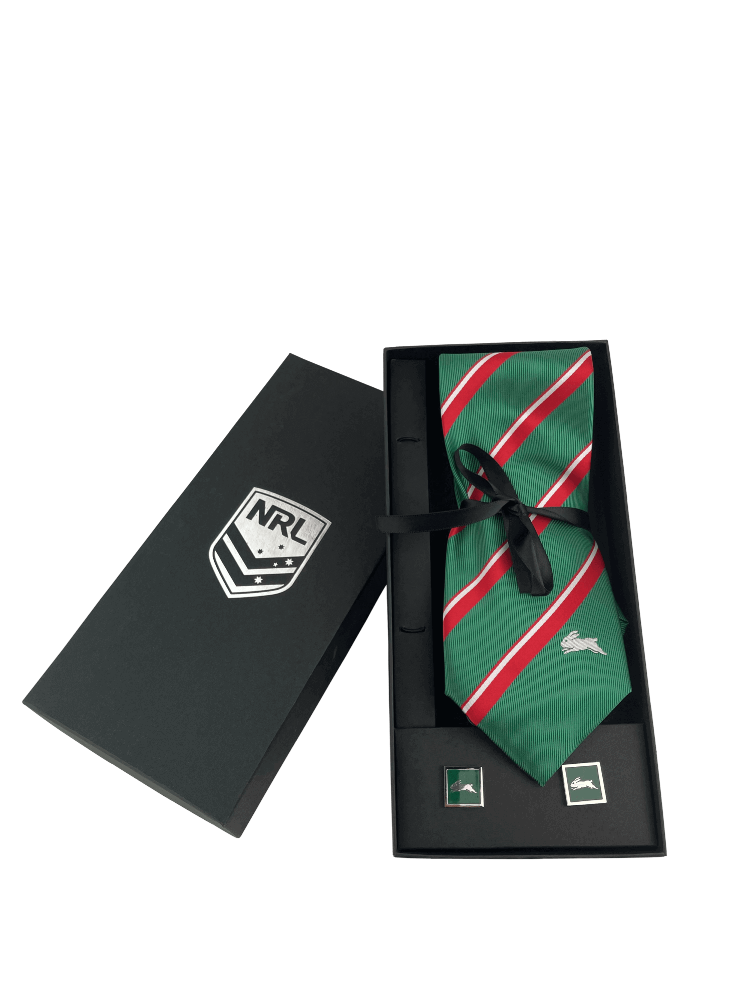 SOUTH SYDNEY RABBITOHS NRL TIE AND CUFFLINKS SET_SOUTH SYDNEY RABBITOHS_STUBBY CLUB