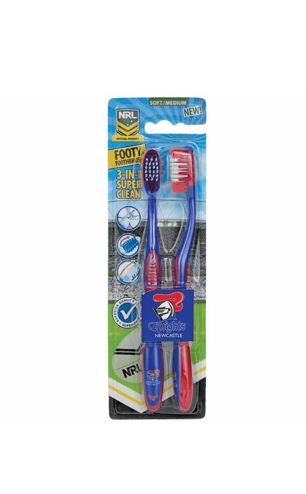 NEWCASTLE KNIGHTS NRL TOOTHBRUSH 2 PACK_NEWCASTLE KNIGHTS_STUBBY CLUB
