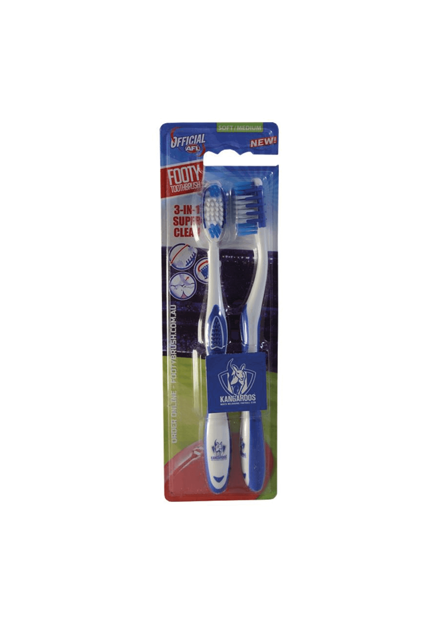 NORTH MELBOURNE KANGAROOS AFL TOOTHBRUSH 2 PACK_MELBORNE KANGAROOS_STUBBY CLUB