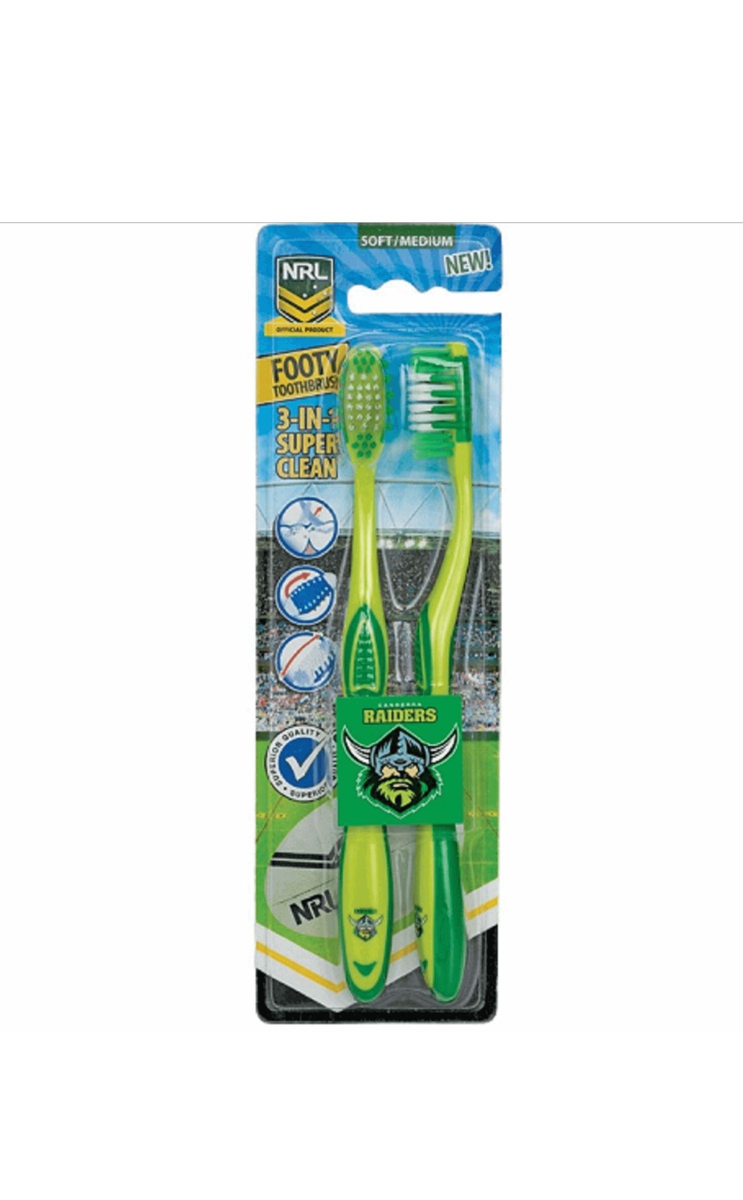 CANBERRA RAIDERS NRL TOOTHBRUSH 2 PACK_CANBERRA RAIDERS_ STUBBY CLUB