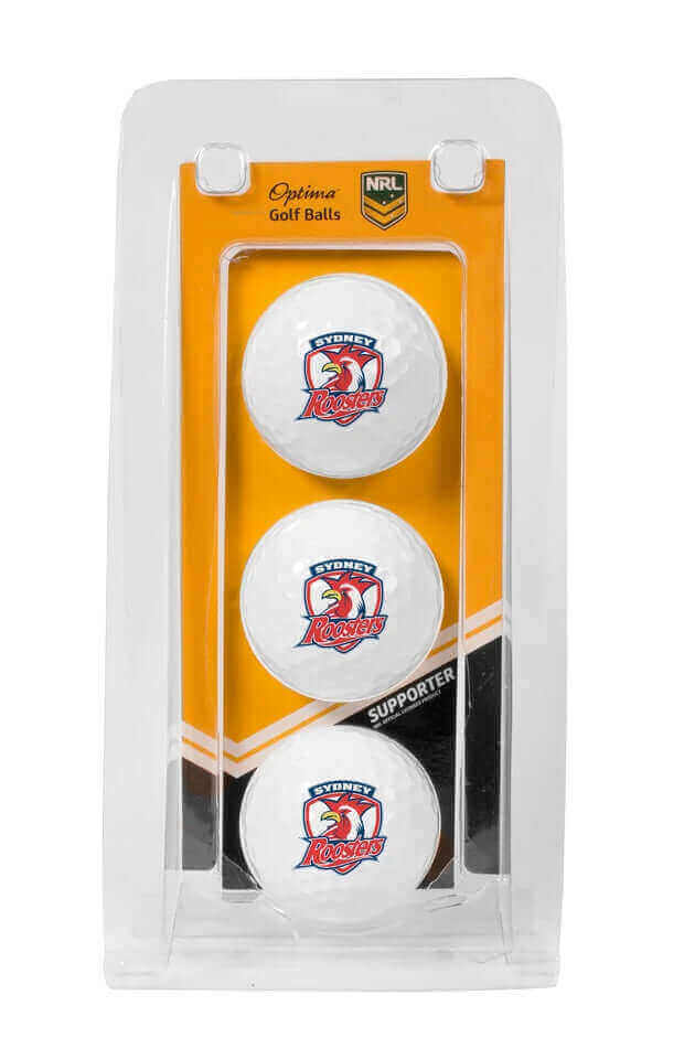 NRL 3-PACK GOLF BALLS_SYDNEY ROOSTERS_STUBBY CLUB