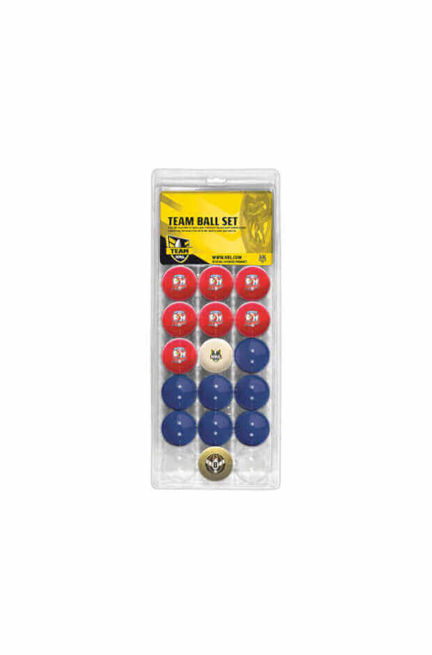 NRL OFFICIAL 16 POOL BALL SET_SYDNEY ROOSTERS_STUBBY CLUB