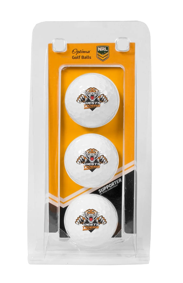 Wests Tigers NRL Golf Ball 3 Pack