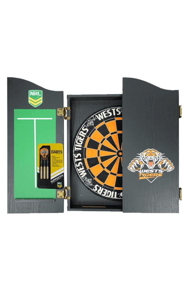 WESTS TIGERS NRL DARTBOARD + CABINET_WESTS TIGERS_STUBBY CLUB